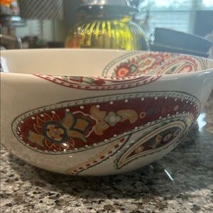 Tabletops Gallery Colorful Paisley Ceramic Bowl